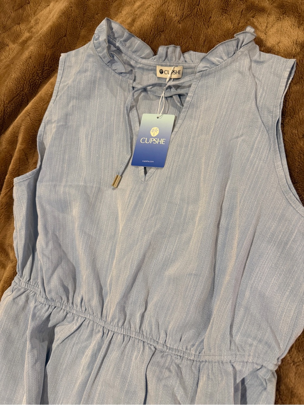 Light Blue Ruffled Tiered women’s Dress - Picture 2 of 3
